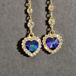 Simulated sapphire heart surrounded by simulated diamond earings...25033